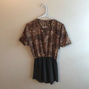 Urban Outfitters Leopard Print Short Sleeve Romper